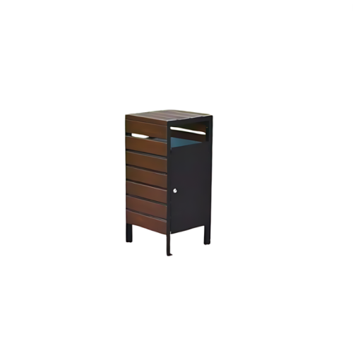 Kosz na śmieci blacha+ drewno SEMI TIN 65l 