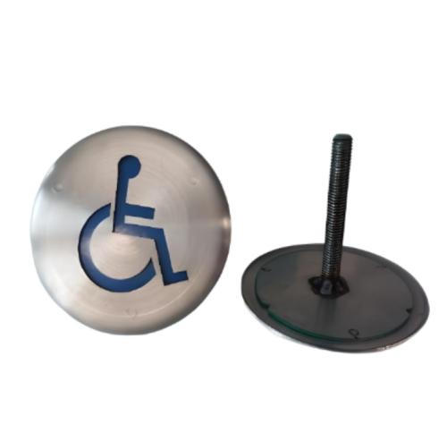 Guz drogowy z logo rower/inwalida 100mm Inox 316L